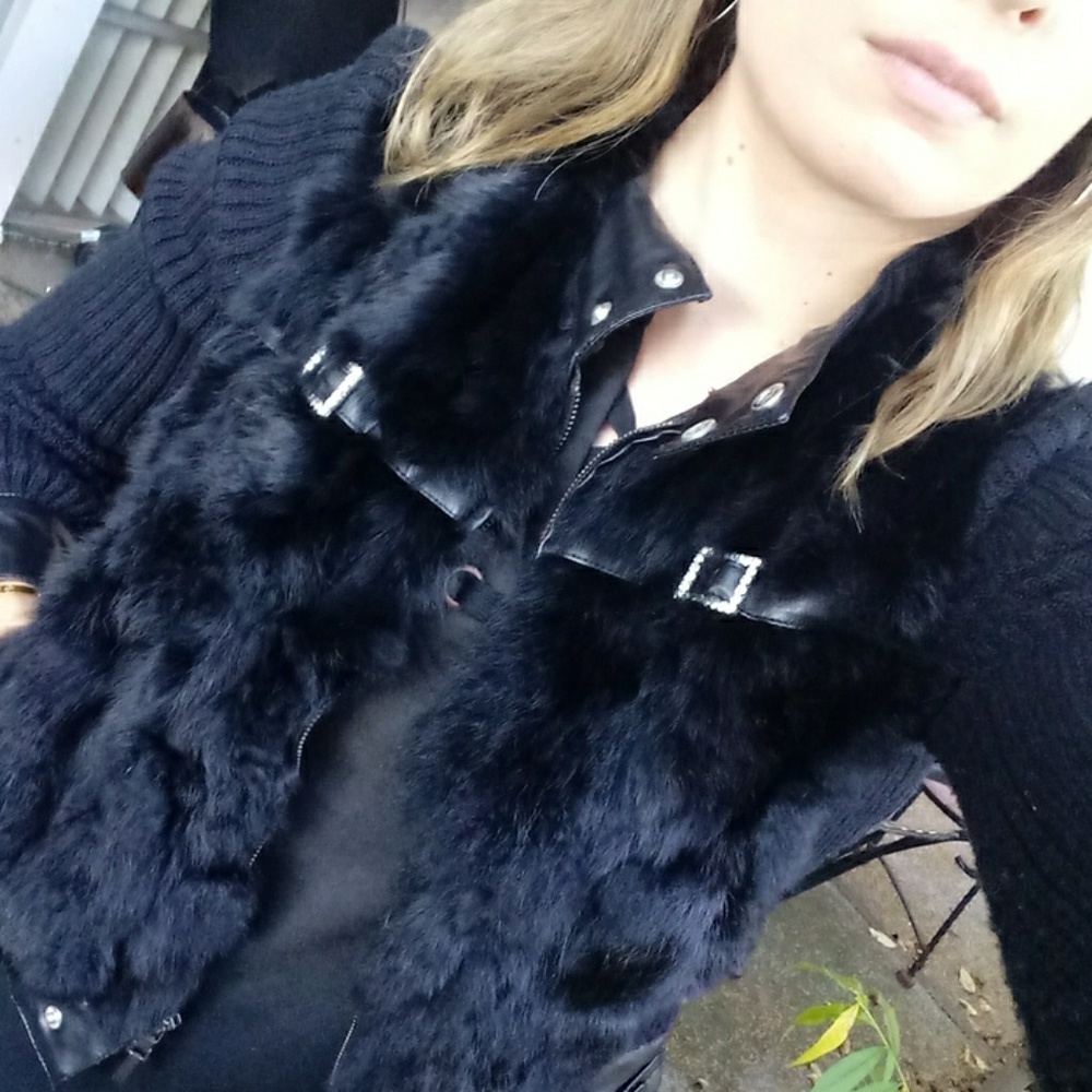 Julia black genuine fur jacket